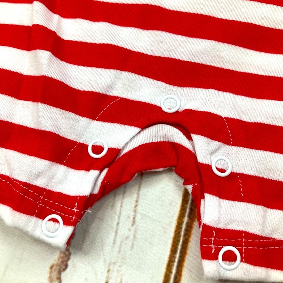 Way To Celebrate! Patriotic Pocket Romper Red White & Blue Striped Sz 3-6M - Picture 3 of 6
